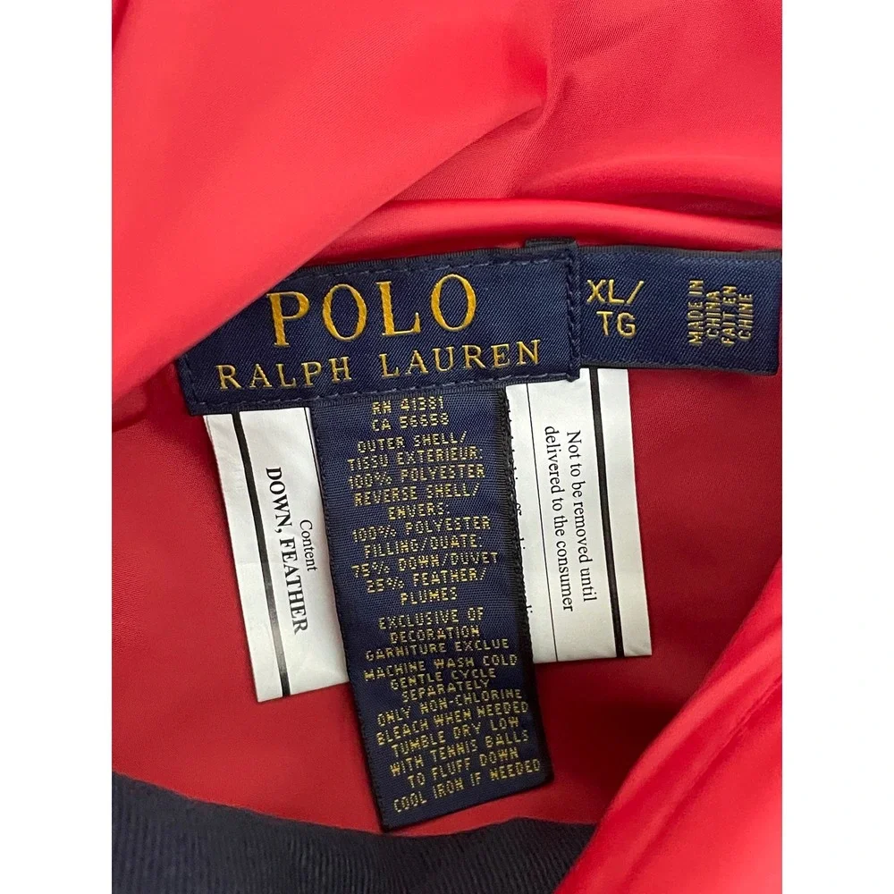 Polo Ralph Lauren Reversible Down Puffer Vest XL Navy Blue / Red Quilted Preppy